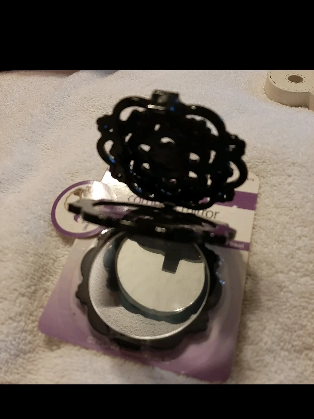 Conair 7x Magnification Compact Mirror Black 1-Piece Diamond Styling New